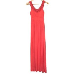 SOPRANO orange sleeveless beaded maxi dress size Small